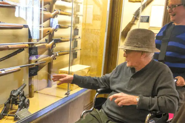 Peter enjoys seeing the museum of Winchester rifles.