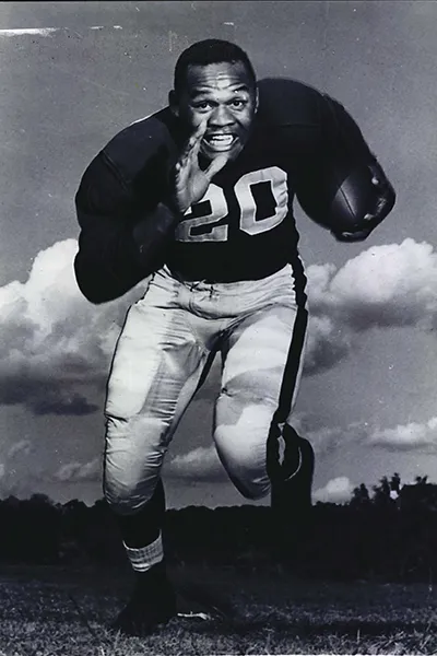 Vintage photo of a young African American football player