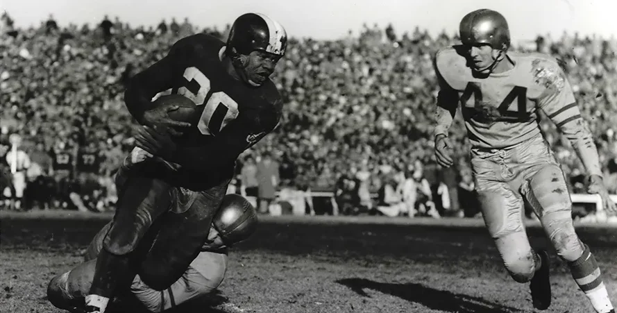 A vintage photo of a football game