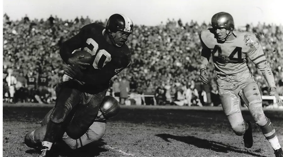 A vintage photo of a football game