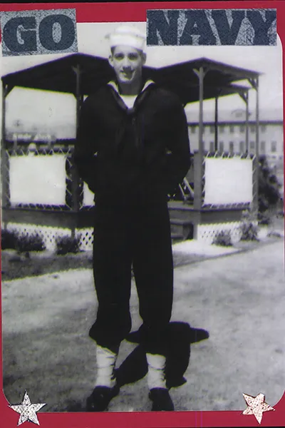 Vintage photo of a young Navy man in uniform. 