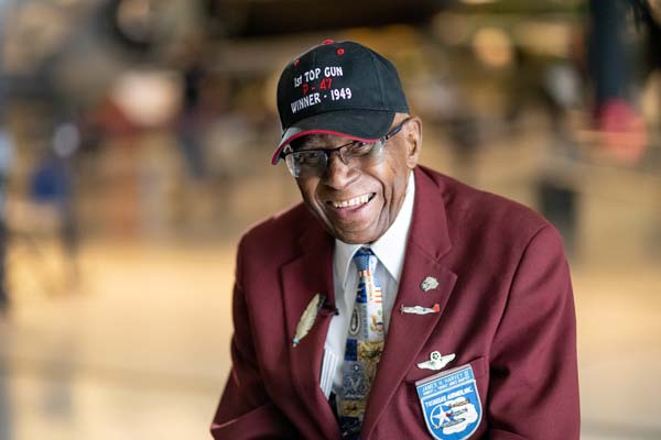 Lt. Col. James Harvey smiles broadly after receiving wish