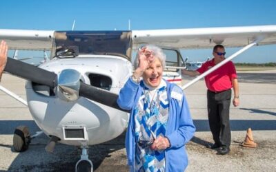 Mary L., 98, Takes to The Skies At Last.