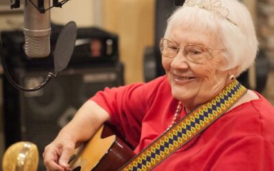 Mary Sings in a Recording Studio