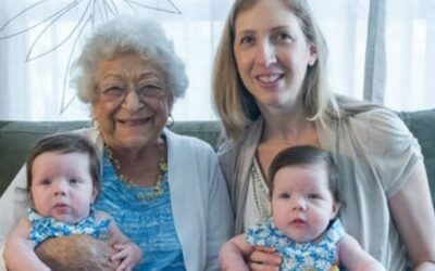Ruth Visits Her Twin Great-granddaughters