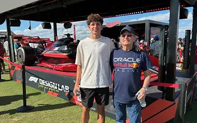 Mike and his Grandson Watch Formula 1 Racing